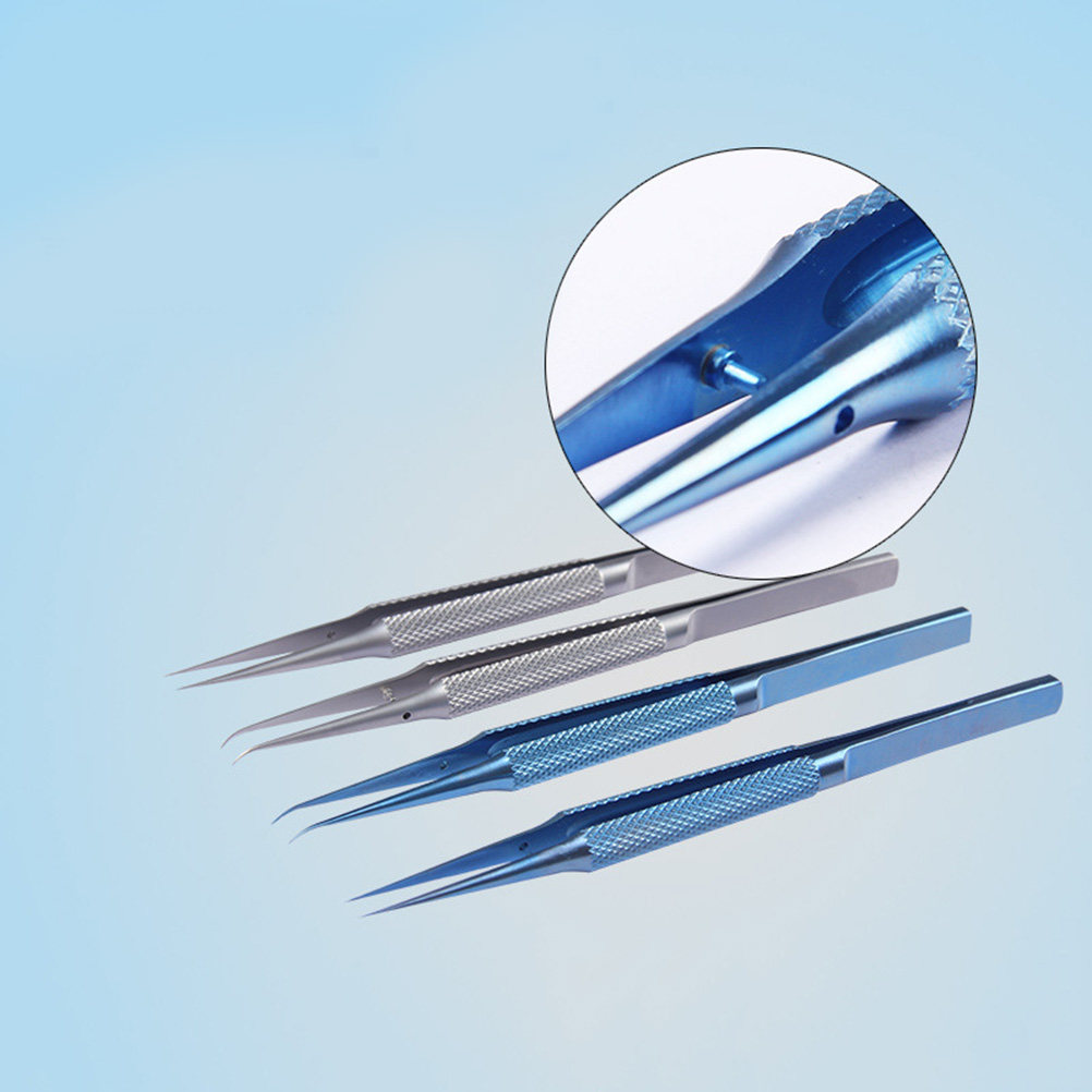 Electronics Repair Lab - 0.15mm Silver Precision Angled Tweezers Titanium